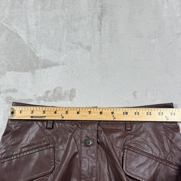NWT Banana Republic Factory Vegan Faux Leather Brown A Line Button Midi Skirt 2 - Picture 11 of 16